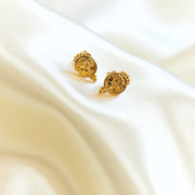 aphrodite stud earrings gold vermeil coin