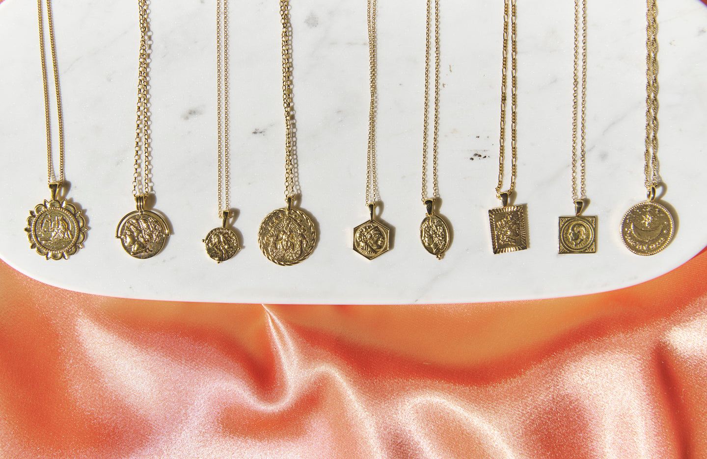gold coin necklaces roman greek goddesses