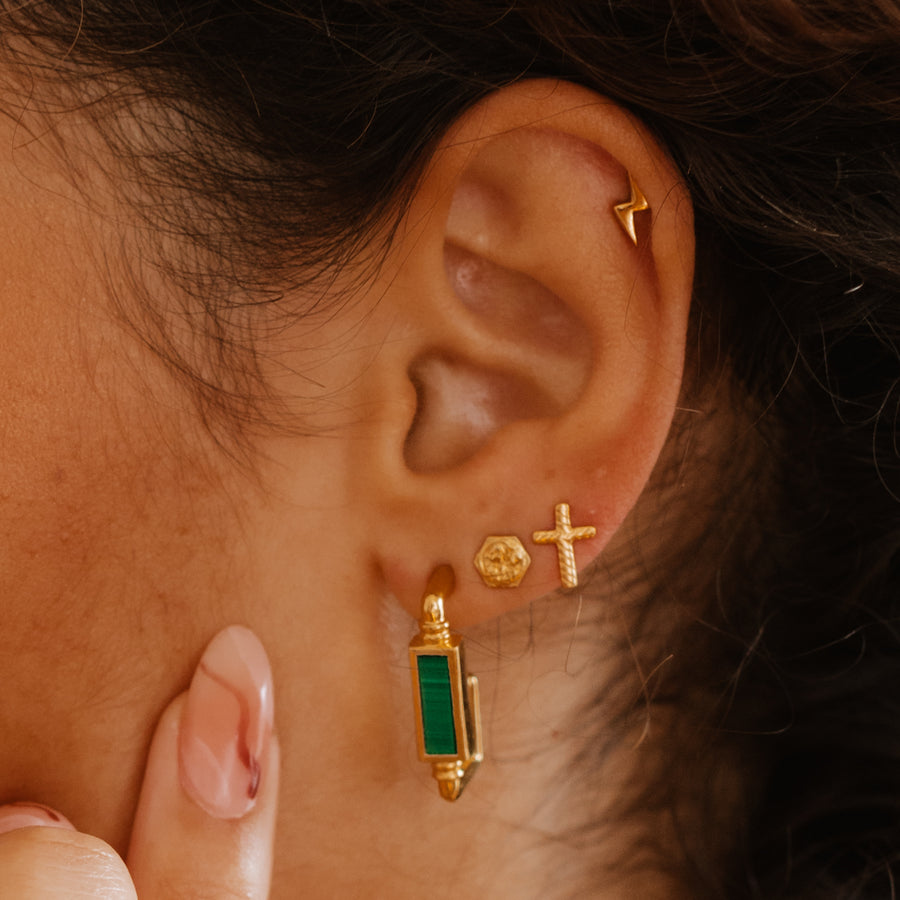 Malachite Hoop Earrings