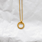 twisted circle ring gold pendant necklace