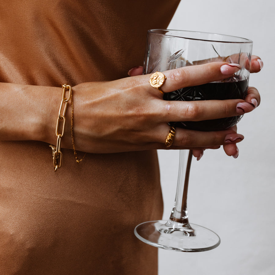 red wine glass gold bracelets