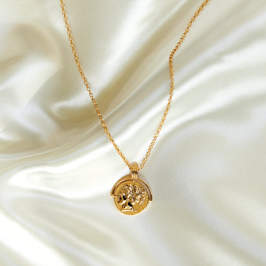 aphrodite goddess gold vermeil coin necklace