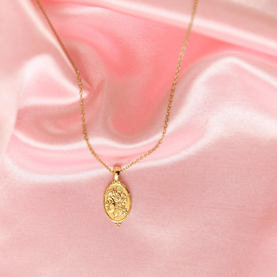 demeter goddess 18 karat gold vermeil coin pendant necklace