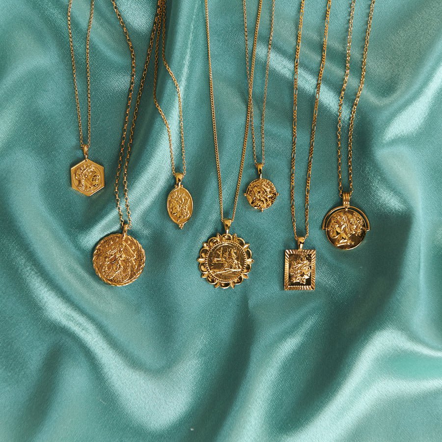 gold coin pendant necklaces goddess