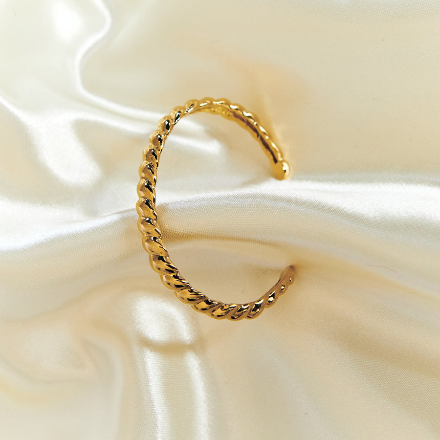 gold vermeil on silver croissant rope twist cuff bracelet bangle