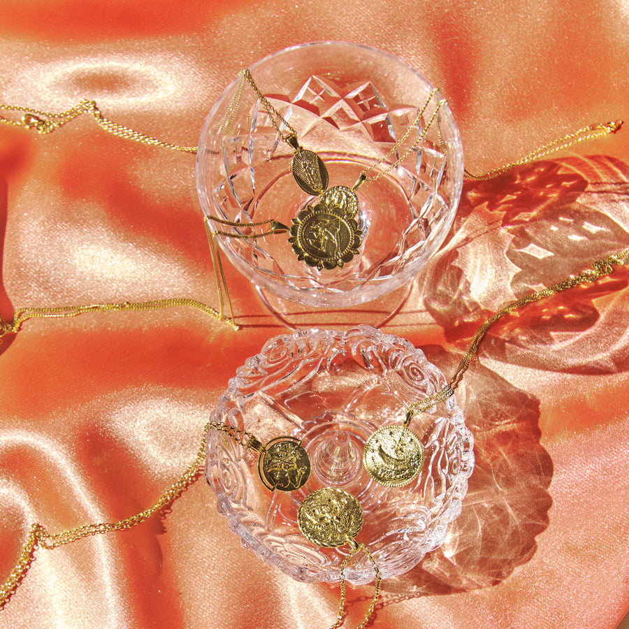 18 karat gold vermeil coin pendant necklaces