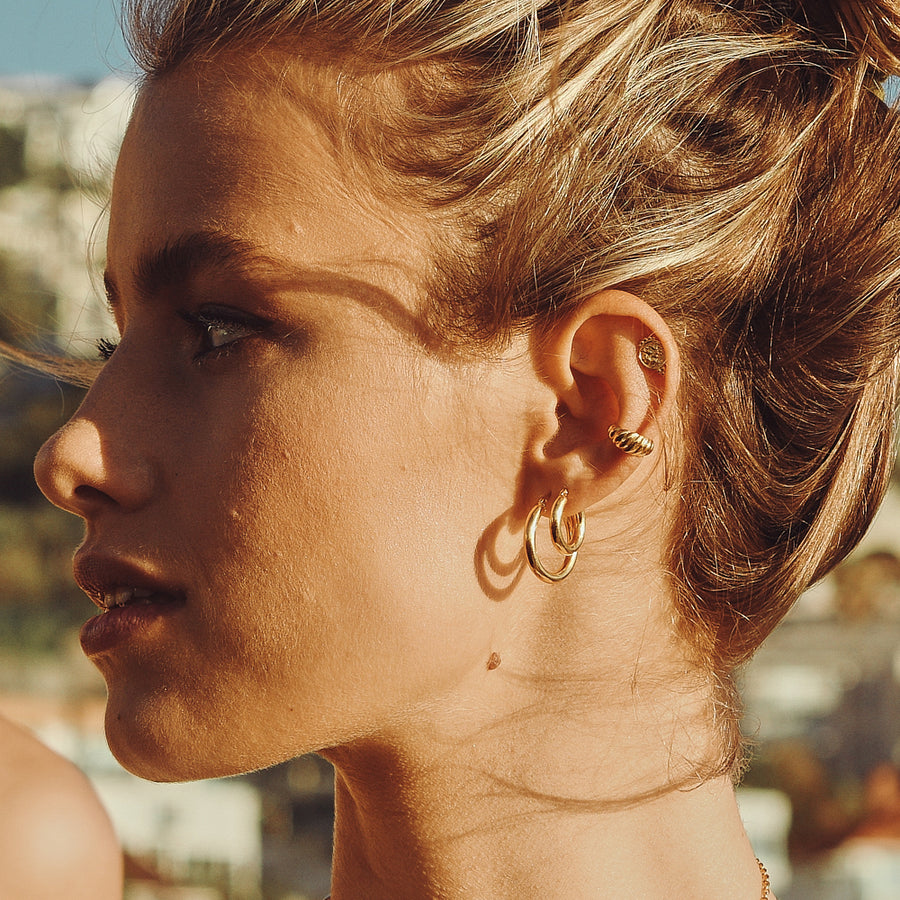 model cape town gold ear stack cuff hoops