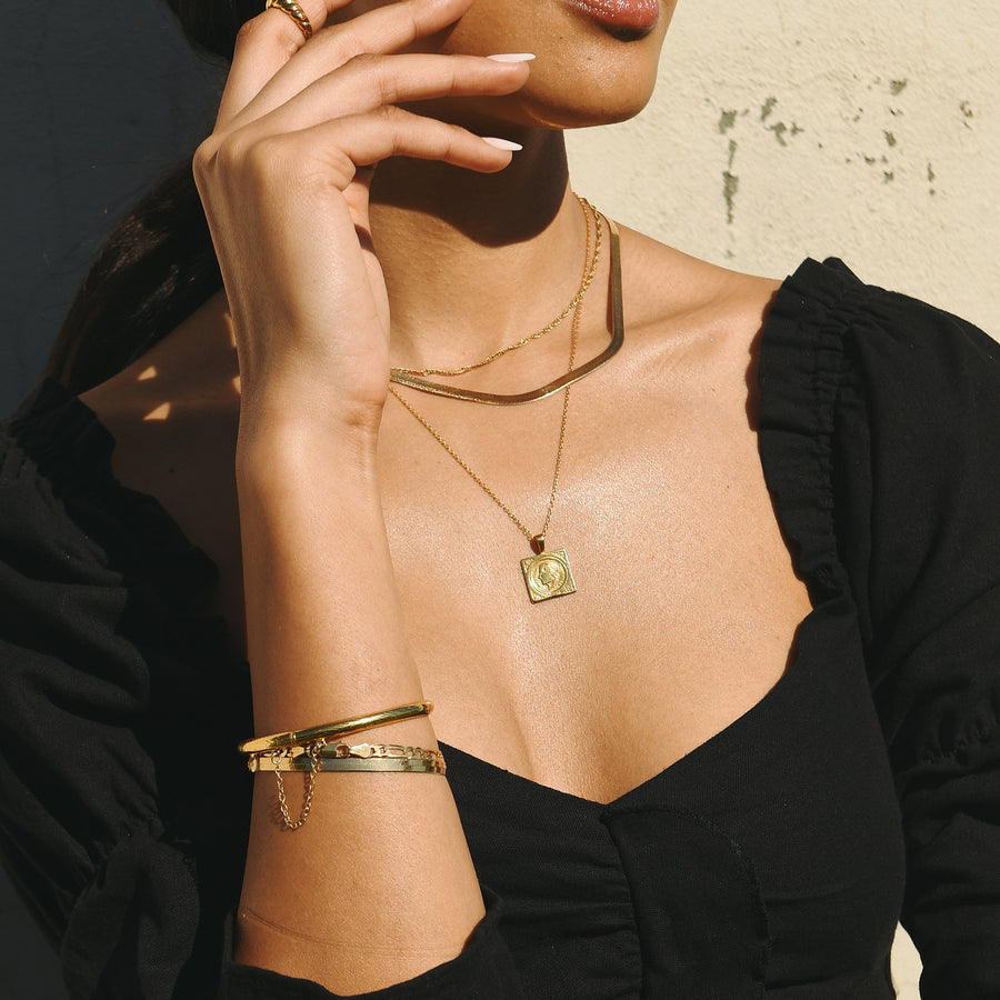 gold snake chain necklace layer